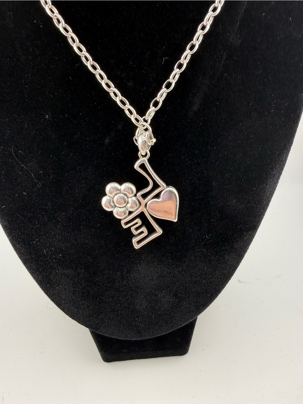 Brighton Mod Love Necklace Key Heart Flower Silver Tone Chain Cute Gift - Picture 3 of 5